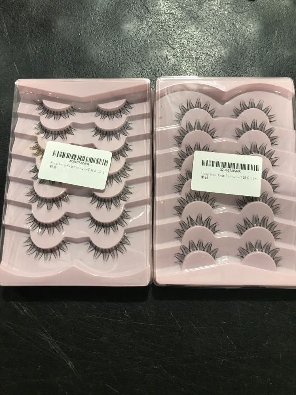 Photo 2 of 2 PACK- Pooplunch False Eyelashes Anime Lashes Wispy Short Natural Clusters Extension Look Fake Eyelash Invisible Band Spiky Manga Faux Mink Lashes 7 Pairs
