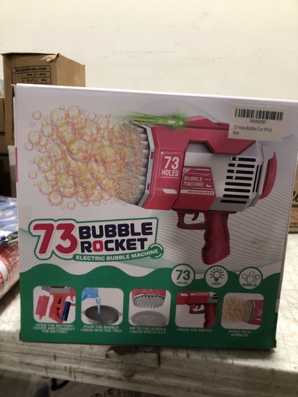 Photo 2 of BABALOO Bubble Gun -73 Holes Pink| Bubble Bazooka| Bubble Machine for Kids Gift| Bubble Machine for Parties| Bazooka Bubble Machine Gun for Birthday |Rocket Bubble Gun -2 Batteries- 1 Screwdriver Set