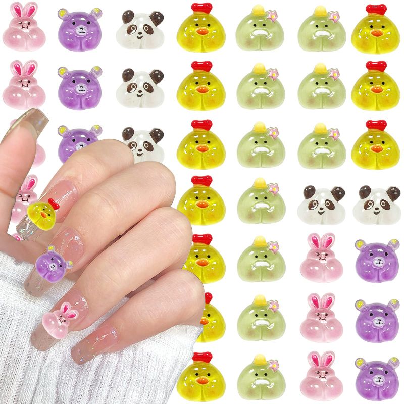 Photo 1 of 50PCS Kawaii Nail Charms Slime Charms 3D Nail Art Charms Flatback Resin Cartoon Charms Animal Jelly Charms for Nail Art DIY Craft Scrapbooking Phone Case (Cute Charms-B)