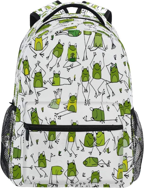 Photo 1 of Blueangle Funny Frogs Pattern Print Travel Backpack for School Water Resistant Bookbag
