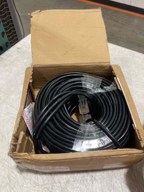 Photo 2 of 16/3 Gauge 200 ft Extension Cord Outdoor Black Waterproof, Cold Weatherproof -58°F, Flame Retardant, Flexible 3 Prong Heavy Duty Electric Cord for Lawn Office,10A 1250W 16AWG SJTW, ETL Listed PlugSaf 200FT Indicator Light Black