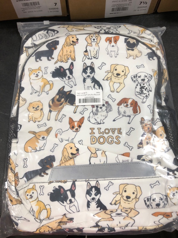 Photo 2 of Dogs Pug Doodle Animal School Backpack Kids Girls Boys Bookbag Casual Travel Daypack Laptop Tablet Back Pack Schoolbag For Elementary Junior College High School Students Hiking,Fits 13 14 15.6 In 