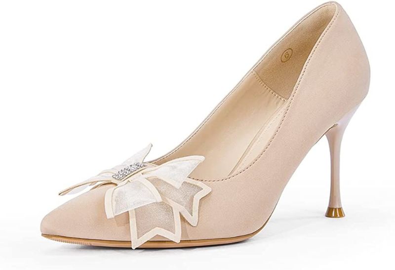 Photo 1 of Coutgo High Heels for Women Pointed Toe Stiletto Pumps Bowknot Slip on Sandals Dress Office Elegant Satin Shoes SIZE 6.5