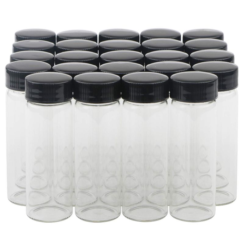 Photo 1 of 30ml (1 Oz) Clear Glass Vials Liquid Sample Transparent Glass Bottles Screwcap Lab Capacity Container Pack of 24 