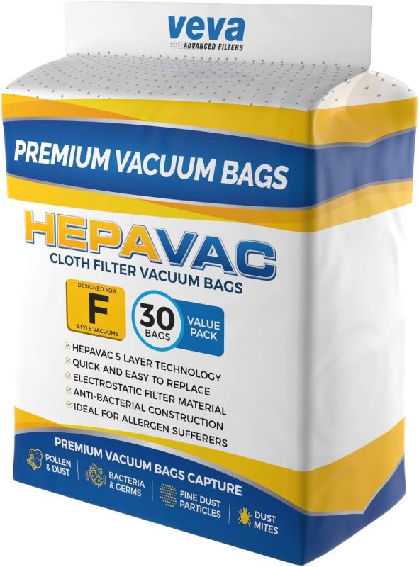 Photo 1 of 30 Pack VEVA Premium Vacuum Bags Style F Cloth Bag compatible with Kirby replacement Type F, Q, 204808 204811 Avalir, Sentria I, II, G10D, Ultimate G, Diamond; G3, G4, G5, G6, G7 cleaners 