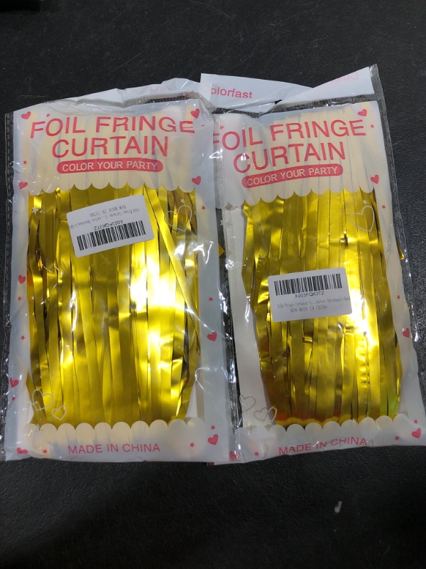 Photo 1 of 2 PACK- GOLD FRINGE FOIL CURTAINS FOR PARTY