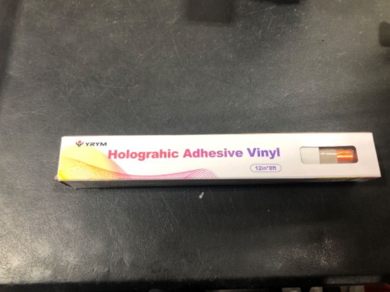 Photo 2 of YRYM Holographic Permanent Vinyl - Light Yellow Holographic Permanent Adhesive Vinyl Craft Vinyl Roll 12" x 8 ft Works for Craft Decoration, Home Decor, Logo, Letters, Banners