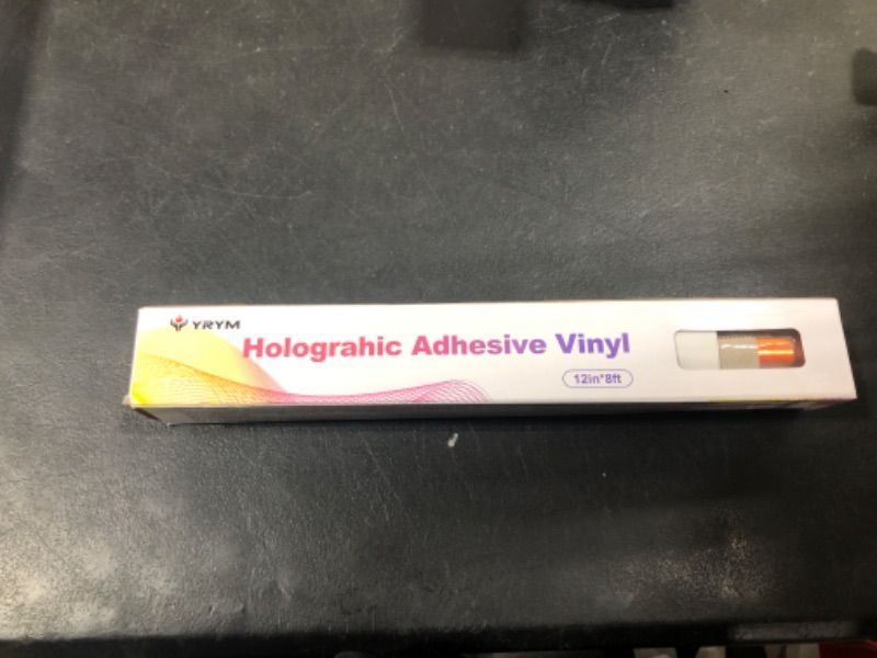 Photo 1 of YRYM Holographic Permanent Vinyl - Light Yellow Holographic Permanent Adhesive Vinyl Craft Vinyl Roll 12" x 8 ft Works for Craft Decoration, Home Decor, Logo, Letters, Banners