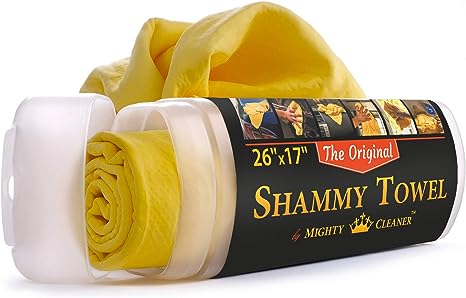 Photo 1 of 2 Pack Absorbent Car Drying Towel, 26"x17" Chamois Cloth Shammy Towel for Vehicle, Super Soft Upholstery Cleaning Towel, Dust Remove, Pet Drying, Scratch/Spot/Streak Free, Yellow & Yellow