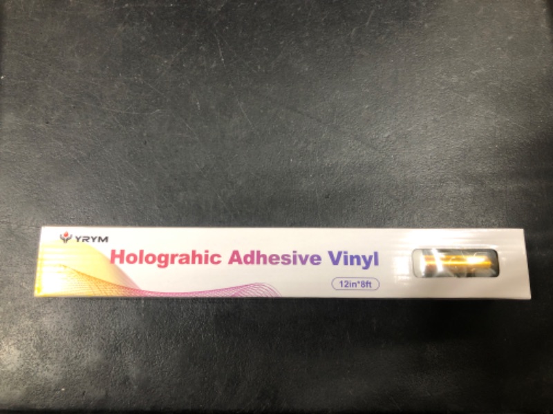 Photo 2 of YRYM Holographic Permanent Vinyl Opal Golden Holographic Permanent Adhesive Vinyl Craft Vinyl Roll 12" x 8 ft Works for Craft Decoration, Home Decor, Logo, Letters, Banners