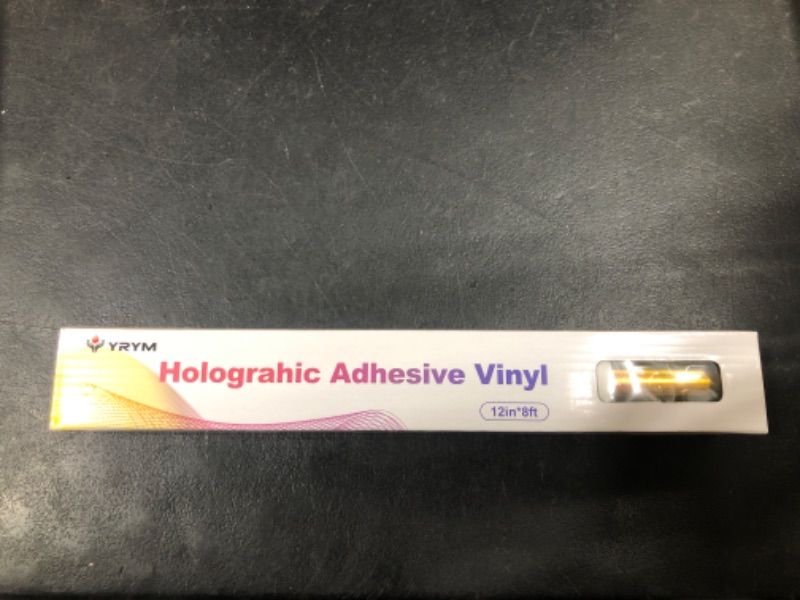 Photo 2 of YRYM Holographic Permanent Vinyl Opal Golden Holographic Permanent Adhesive Vinyl Craft Vinyl Roll 12" x 8 ft Works for Craft Decoration, Home Decor, Logo, Letters, Banners
