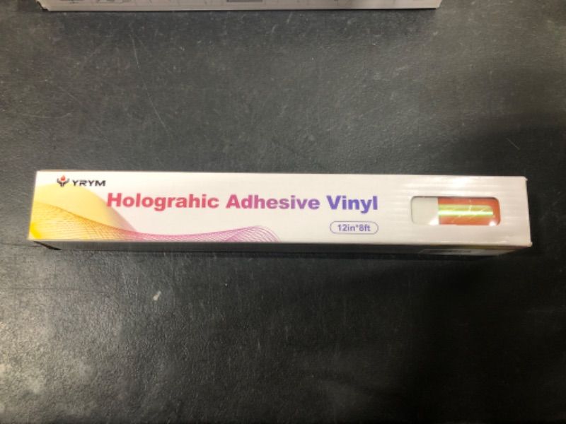 Photo 2 of YRYM Holographic Permanent Vinyl - Light Yellow Holographic Permanent Adhesive Vinyl Craft Vinyl Roll 12" x 8 ft Works for Craft Decoration, Home Decor, Logo, Letters, Banners