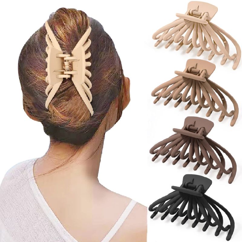 Photo 1 of 4 Pcs Large Hair Claw Clips, 4.7 Inch Matte Hair Clips for Women, Neutral Claw Clips for Thick Hair & Thin Hair, Strong Hold Jaw Clips