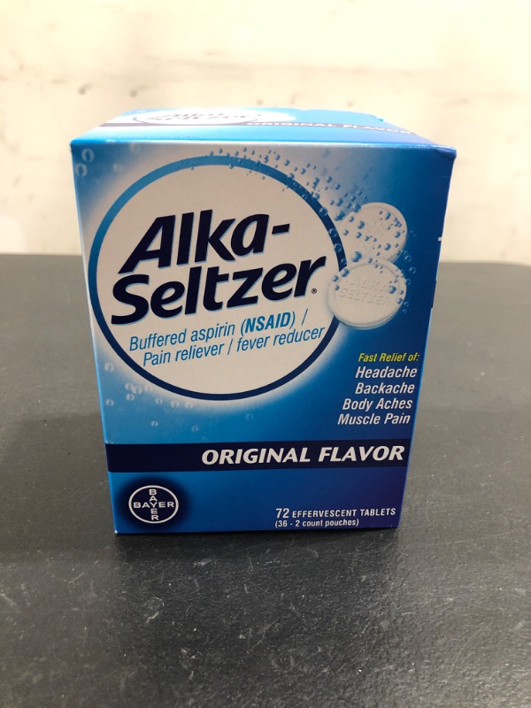 Photo 2 of Alka-Seltzer Original Effervescent Tablets, fast relief of headache, muscle aches, and body aches, 72 Count (Product packaging may vary) EXPIRATION 06/2025