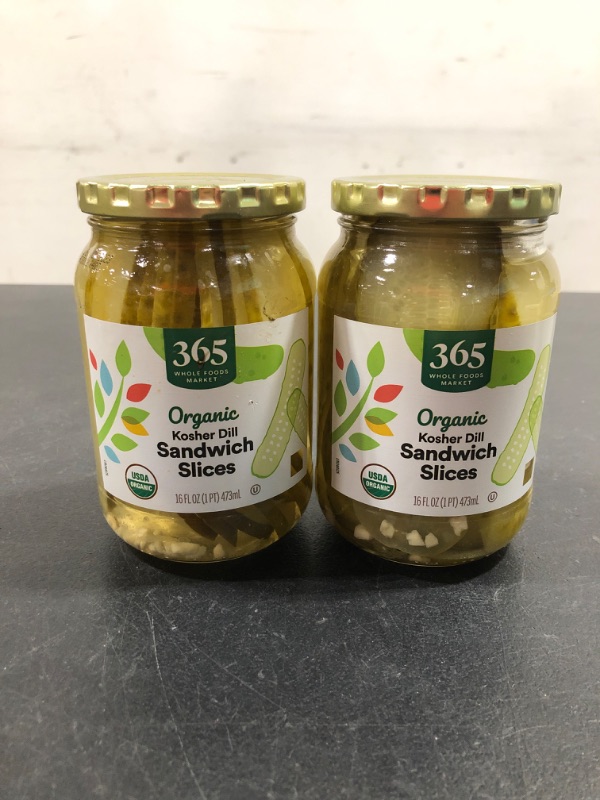 Photo 2 of 2 PACK- 365 by Whole Foods Market, Organic Fresh Kosher Sandwich Pickle Slices, 16 Fl Oz- EXPIRATION 11/2023