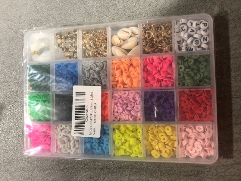 Photo 1 of 4000 Pcs Clay Flat Beads, Heishi Polymer Round Spacer Beads for Jewelry Making, Disc Beads for Bracelets Necklace Earring Pendant Anklet DIY Craft Kit(6mm 18 Colors )