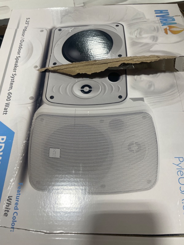 Photo 1 of Pyle Outdoor Waterproof Wireless Bluetooth Speaker - 5.25 Inch Pair 2-Way Weatherproof Wall/Ceiling Mounted Dual Speakers w/Heavy Duty Grill, Universal Mount, Patio, Indoor Use PDWR54BTW (White) White 5.25 in 600 Watt