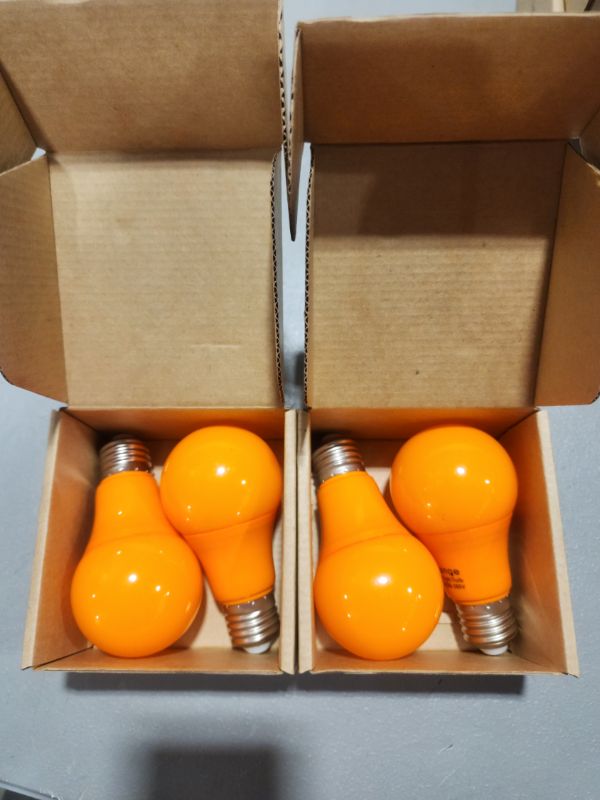 Photo 2 of 2 Pack Orange Light Bulb 9W (60W Equivalent) E26 Base Non-Dimmable, LED Colored Light Bulbs for Halloween Christmas Party Holiday Lighting 2-Pack Orange 2 Count (Pack of 2)