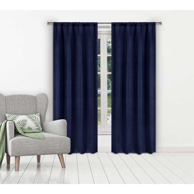 Photo 1 of 2-Pack Ira Blackout Pair Panels 38 In. W X 84 In. L In Navy
