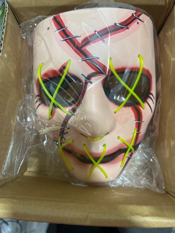 Photo 1 of  Halloween Mask LED Light Up Mask Halloween Scary Cosplay Mask for Festival Parties Costume
