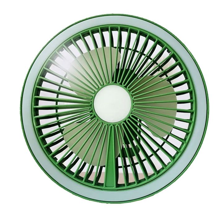 Photo 1 of 1PC Mini Table Lamp Colorful Portable Fan USB Rechargeable Foldable Handy Fan Suitable for Kids Adults (19 x 19 x 6 cm, Green/JD-F11)
