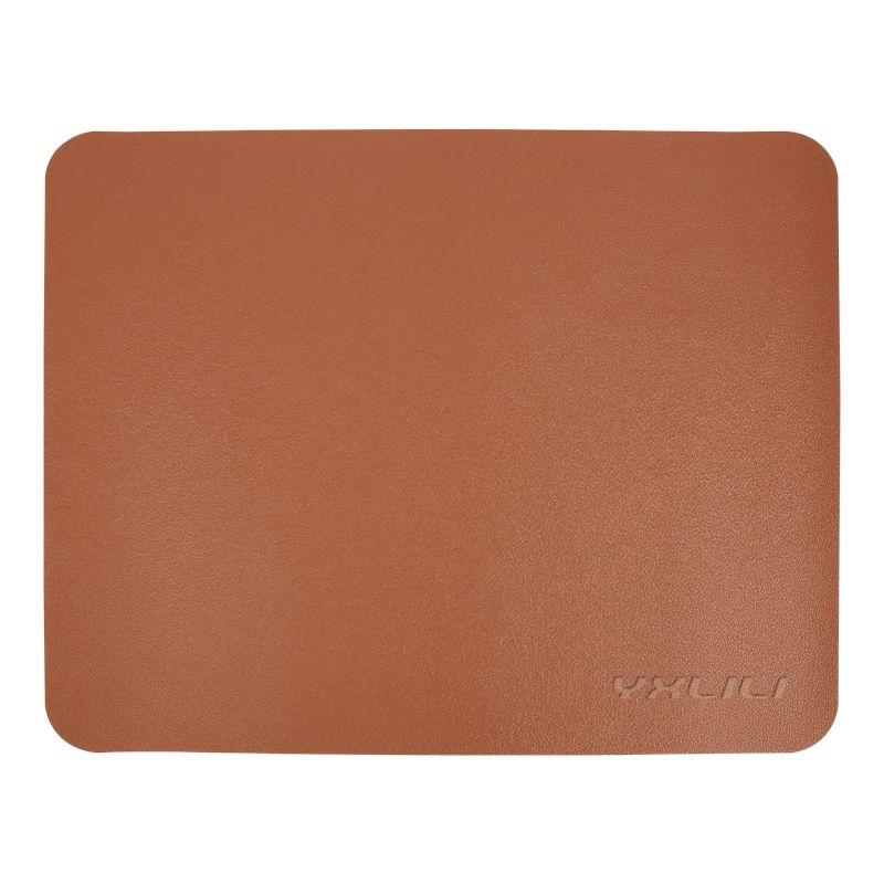 Photo 1 of YXLILI Mouse Pad, Non-Slip PU Leather Mouse Mat, Waterproof Ultra Smooth Mousepads with Stitched Edge Computer Mouse Pads for Gaming Office Work Home (Brown)