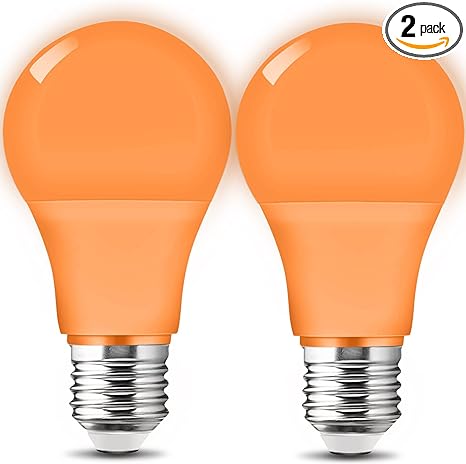 Photo 1 of Orange Light Bulb 9W (60W Equivalent) E26 Base, LED Halloween Light Bulbs for Halloween Christmas Party Holiday Lighting 2-Pack 