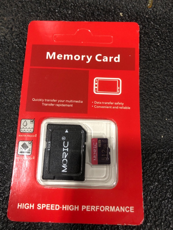 Photo 1 of 512GB Micro SD Card High Speed Waterproof Memory Card for Smartphone,Security Camera,Dash Cam,Tablet and Drone