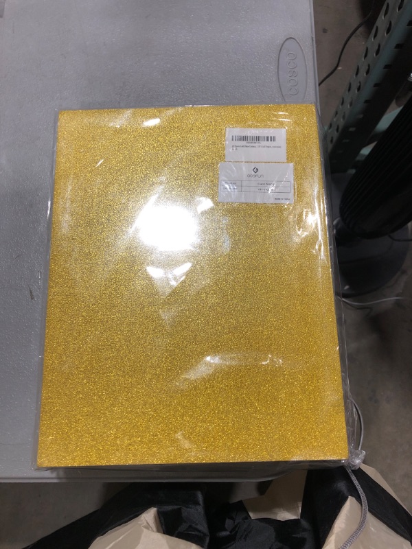 Photo 2 of Double-Sided 100 Sheets Gold Glitter Cardstock 8.5 x 11, Goefun 80lb No-Shed Shimmer Glitter Paper for Wedding Parties, Invitations, Birthday, DIY Craft Projects, Anniversary gold glitter 8.5x11