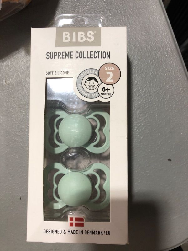 Photo 1 of BIBS Supreme Baby Pacifiers | BPA-Free Silicone Pacifier | Made in Denmark | Set of 2 Soothers (Nordic Mint, 6-18 Months)