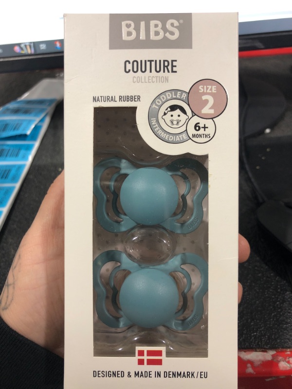 Photo 1 of BIBS Pacifiers - Couture Collection | BPA-Free Baby Pacifier | Made in Denmark | Set of 2 Iron/Baby Blue Color Premium Soothers | Size 6-18 Months