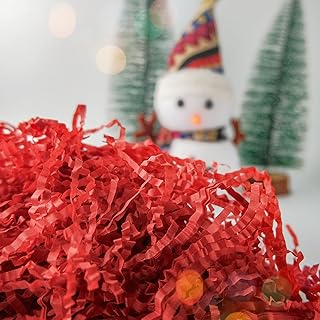 Photo 1 of AIRGAME Crinkle Cut Paper Shred Filler (1/2 LB) for Gift Wrapping & Basket Filling - Red shredded paper for gift box, box confetti shredded, box stuffing