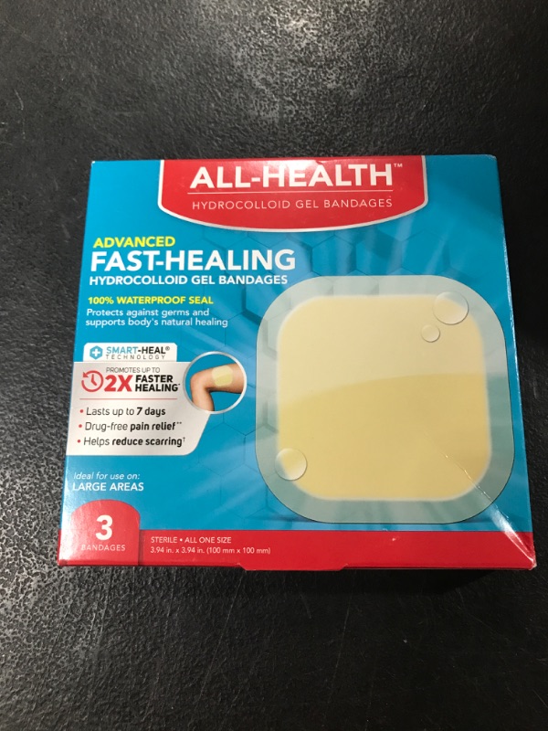 Photo 3 of All Health Advanced Fast Healing Hydrocolloid Gel Bandages, Extra Large Wound Dressing, 3 ct | 2X Faster Healing for First Aid Blisters or Wound Care 3 Count (Pack of 1)