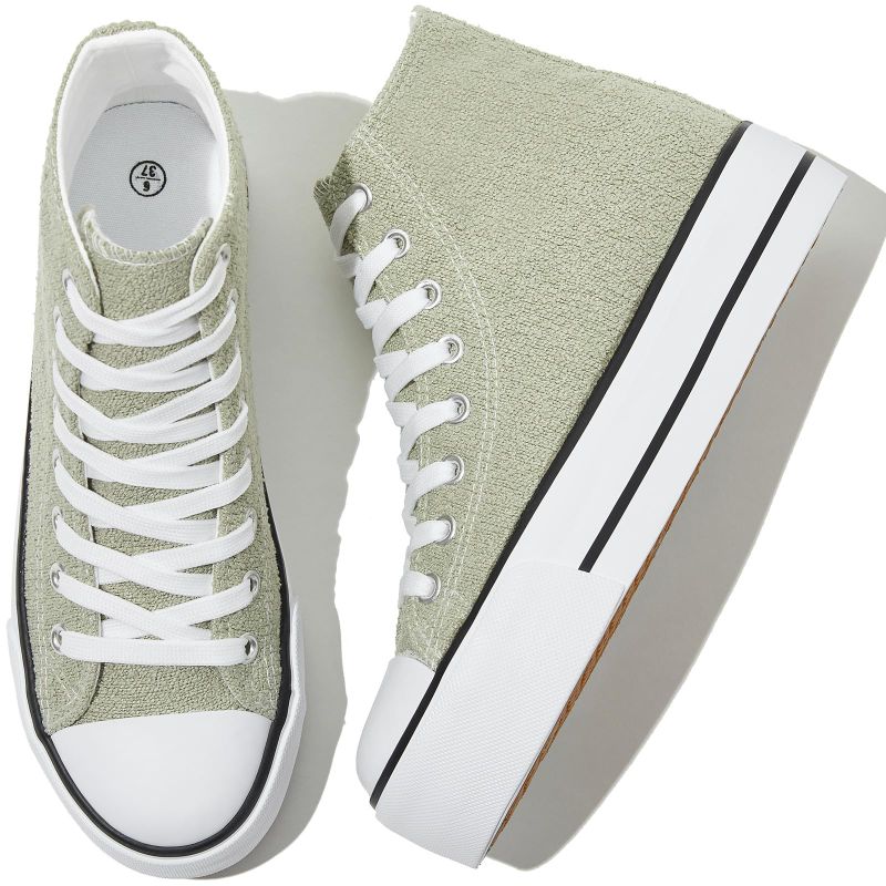 Photo 1 of Adokoo Women’s High Top Canvas Shoes Platform Sneakers White Casual Fashion Walking Shoes for Women - 9, Light Green