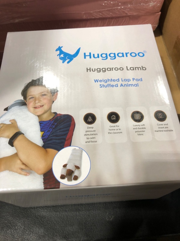 Photo 2 of Huggaroo Weighted Lap Pad Lamb- Sensory Stuffed Animals - 3.6 lb Large 29 x 8 in for Anxiety and Autism Comfort – Stocking Stuffer