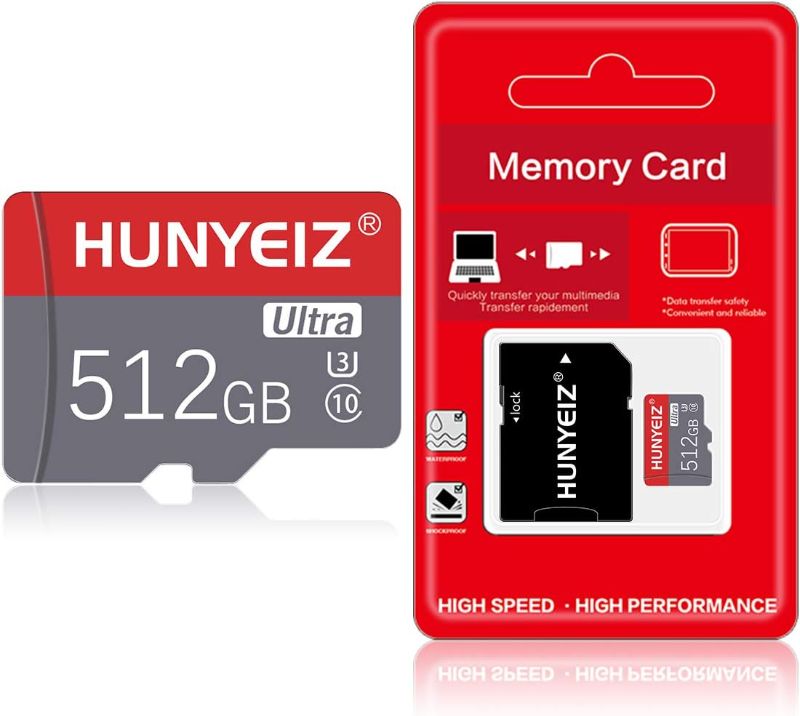 Photo 1 of 5 Pack - 512GB Micro SD Card with Adapter Memory Card Class 10 High Speed Flash Card for Mobile Phones/Computer/Camera/Portable Gaming Devices/Dash Cam