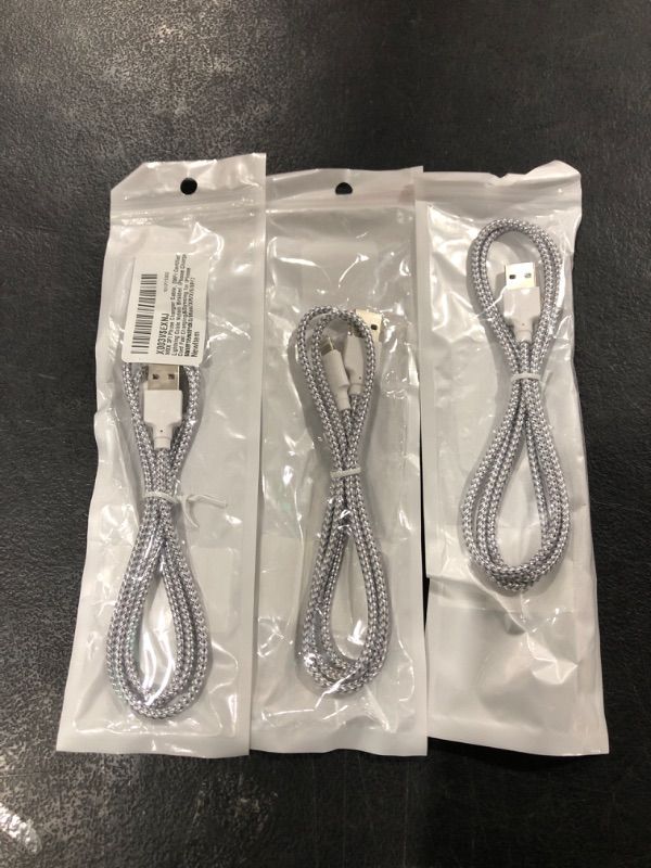 Photo 1 of 3 Pack - WXX 3Ft Phone Charger Cable, [MFi Certified] Lightning Cable Nylon Braided iPhone Charger Cord Fast Charging&Syncing for iPhone 14/13/12/11Pro Max/11Pro/11/XS/Max/XR/X/8/8P/7 