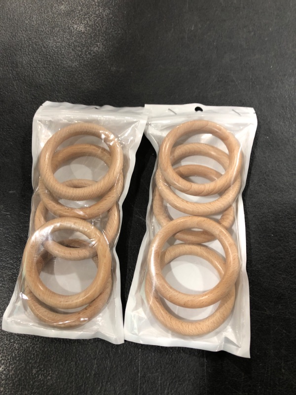 Photo 2 of 10 Pcs Macrame Wooden Rings 70 mm/2.7inch Unfinished Solid Large Wooden Rings for DIY Craft Pendant Connectors Jewelry Making