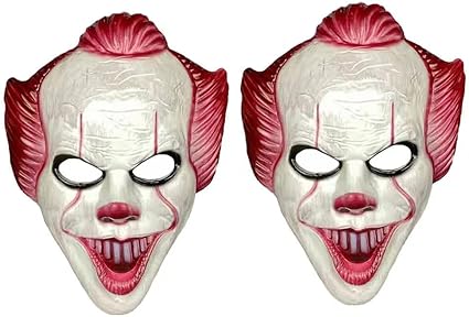 Photo 1 of AMARONE Halloween Horror Clown Mask, Halloween Mask Creepy Scary Penny-wise Clown Full Face Joker IT Costume Cosplay 2pcs