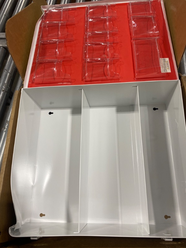 View 2 of Medique Products First Aid Cabinet with Pockets, Medical Storage with 3 Shelves - 712MTM, White, Full Size