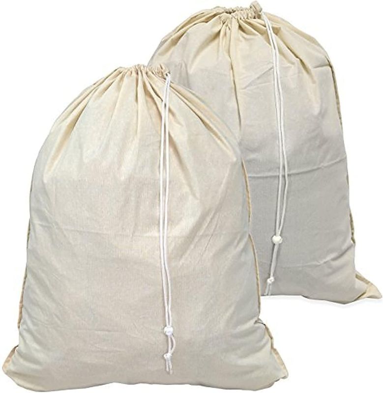 Photo 1 of 2 Pack - Extra Large Natural Cotton Laundry Bag, Beige (28" x 36")

