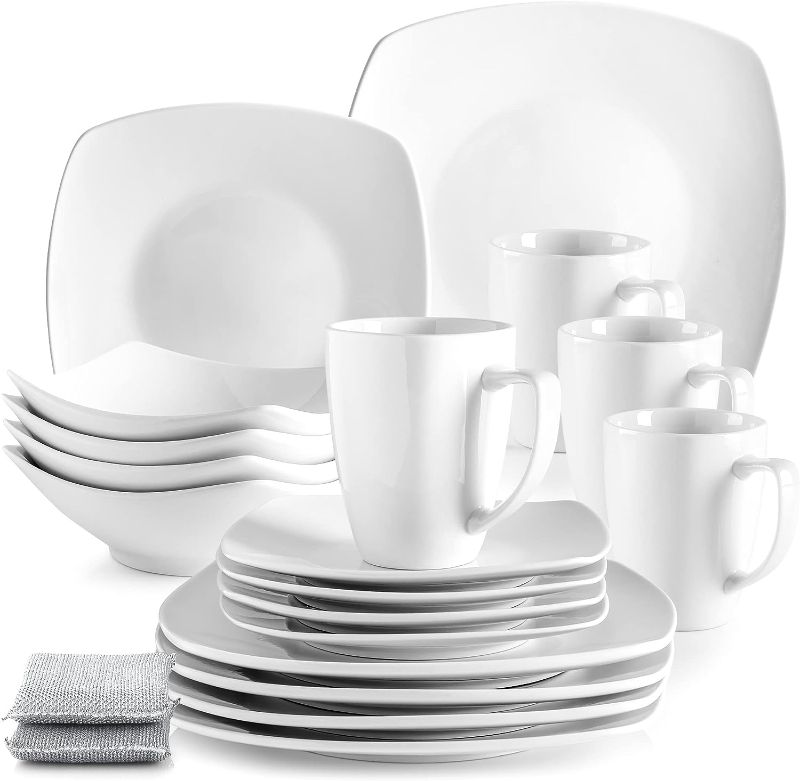 Photo 1 of 16 Piece Dinnerware Sets - Porcelain White Dinnerware Set, Premium Quality Service For 4 