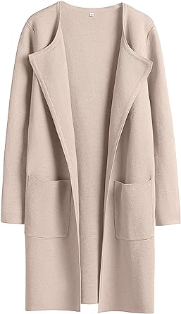 Photo 1 of ANRABESS Women's Open Front Knit Cardigan Long Sleeve Lapel Casual Solid Classy Sweater Jacket M
 