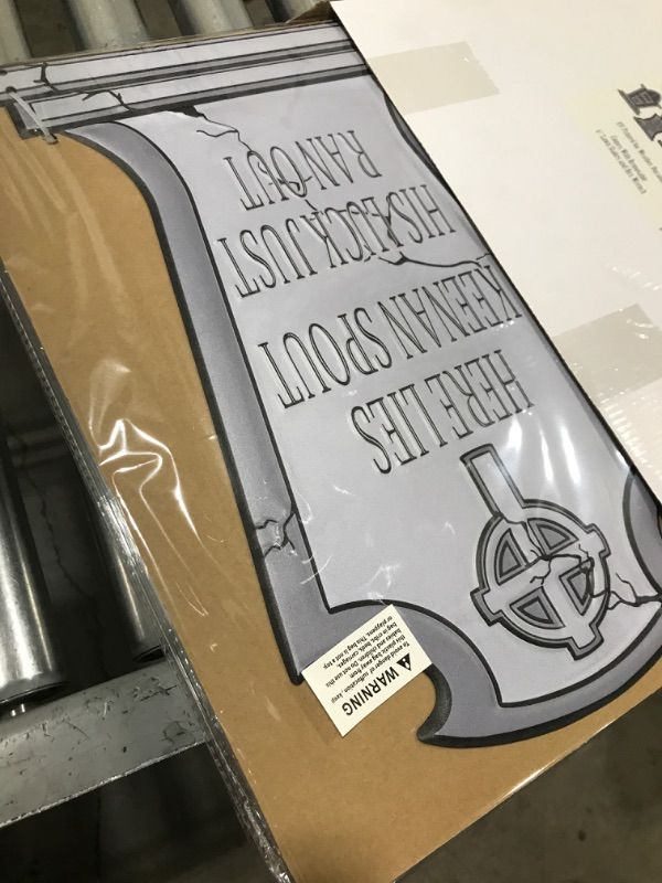 Photo 1 of 3-D Metal Halloween Ghost Cemetery 17" Tombstones -Full Set of 6 w Stakes- Durable, Rustproof, UV Raised Printing-Upgrade Your Haunted House Mansion Cemetary Lawn Decor- No More Flimsy Foam Graveyards
