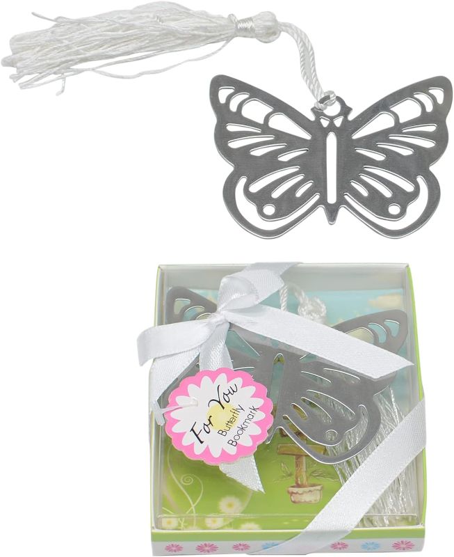 Photo 1 of 12 Pcs Silver Butterfly Metal Bookmarks with Gift Box, for Baby Shower Return Gift and Wedding Favors Gift (12)
