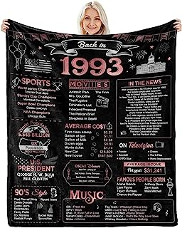 Photo 1 of 30th Birthday Gifts for Women Men Blanket 1993 30th Birthday Anniversary wedding Decorations Turning 30 Year Old Bday Gift Idea for Wife Husband Girlfriend Boyfriend Back in 1993 Blanket 60Lx50W Inch
