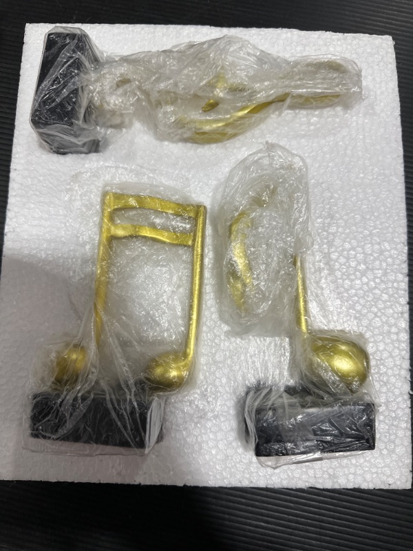 Photo 2 of 3pcs-Music Note Statue,Music Note Decor Musical Sculpture Statue Music Note Figurine for Home Piano Gifts Souvenirs Giftbox Resin Golden(Golden)