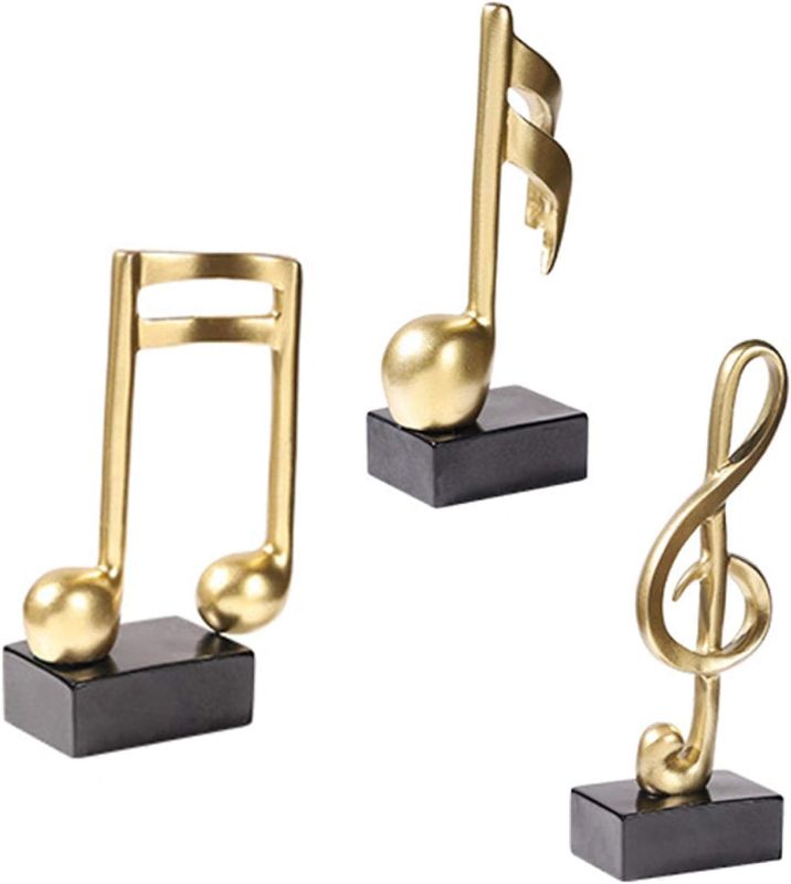 Photo 1 of 3pcs-Music Note Statue,Music Note Decor Musical Sculpture Statue Music Note Figurine for Home Piano Gifts Souvenirs Giftbox Resin Golden(Golden)