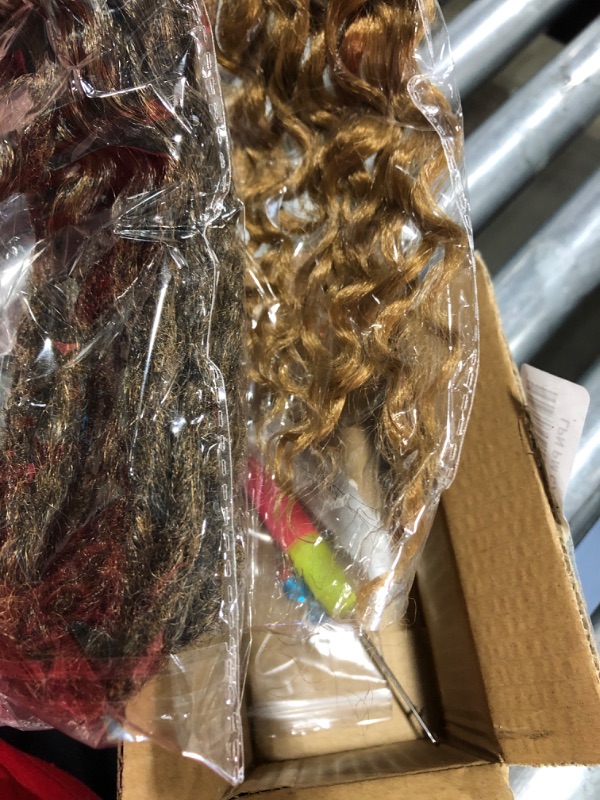 Photo 1 of HANNE 10 Strands 24 Inch Double Ended Wavy Dreadlock Extensions with Curly Ends for Women and Men Ombre Brown Goddess Curly Ends DE Dreads Extensions Locs Crochet Hair (24 inch, MT1B/27) 24 Inch DE Curly Dreads Ombre Curly Dreads