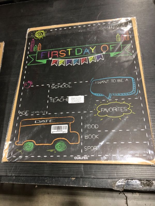Photo 1 of Personalized First Day and Last Day of School Sign 13" x 16" Large Chalkboard Style Photo Prop Back to School Supplies - 2 Pcs